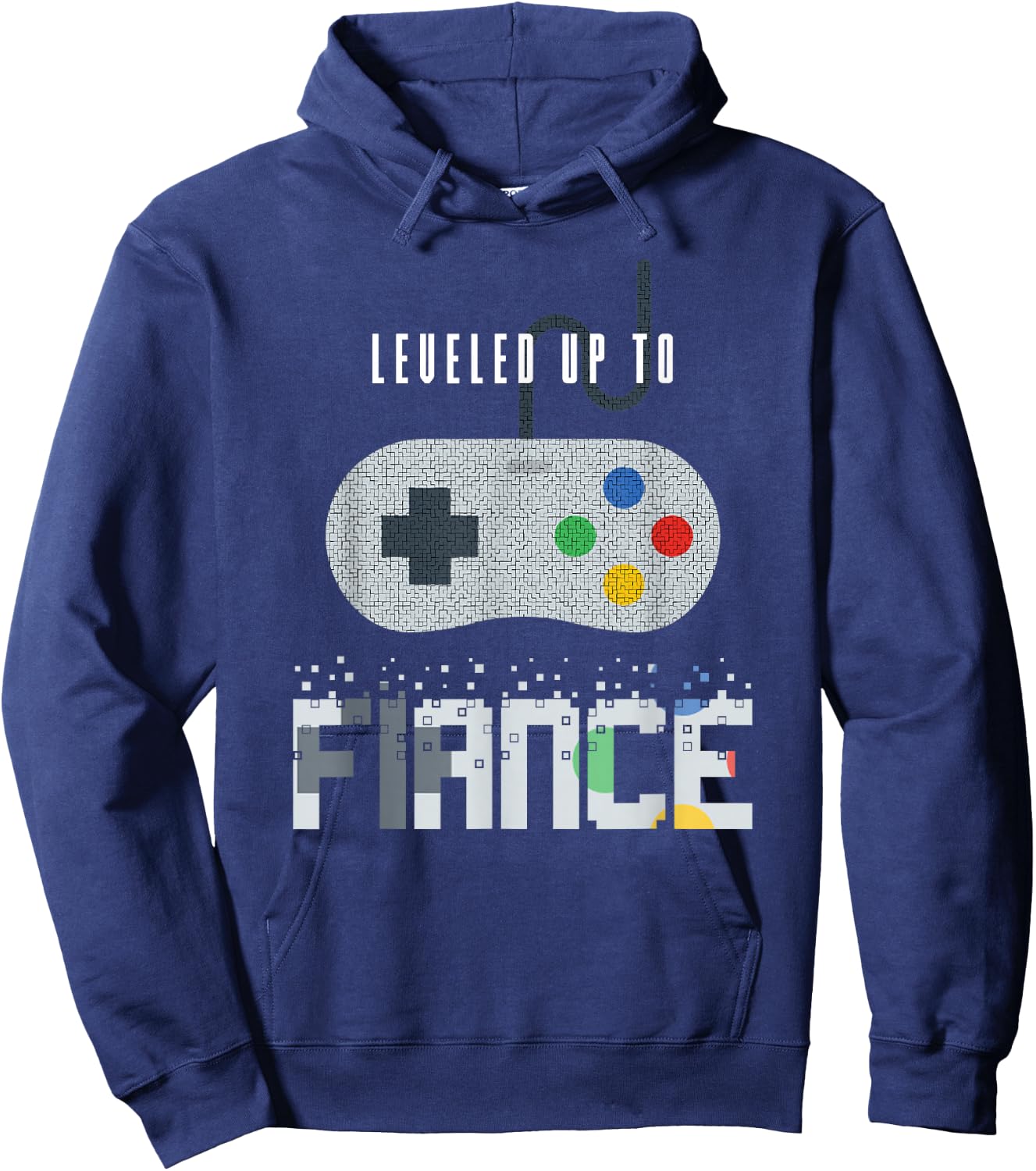 Leveled Up To Fiance Gift Engagement Player Hoodie - Hoodie | Navy