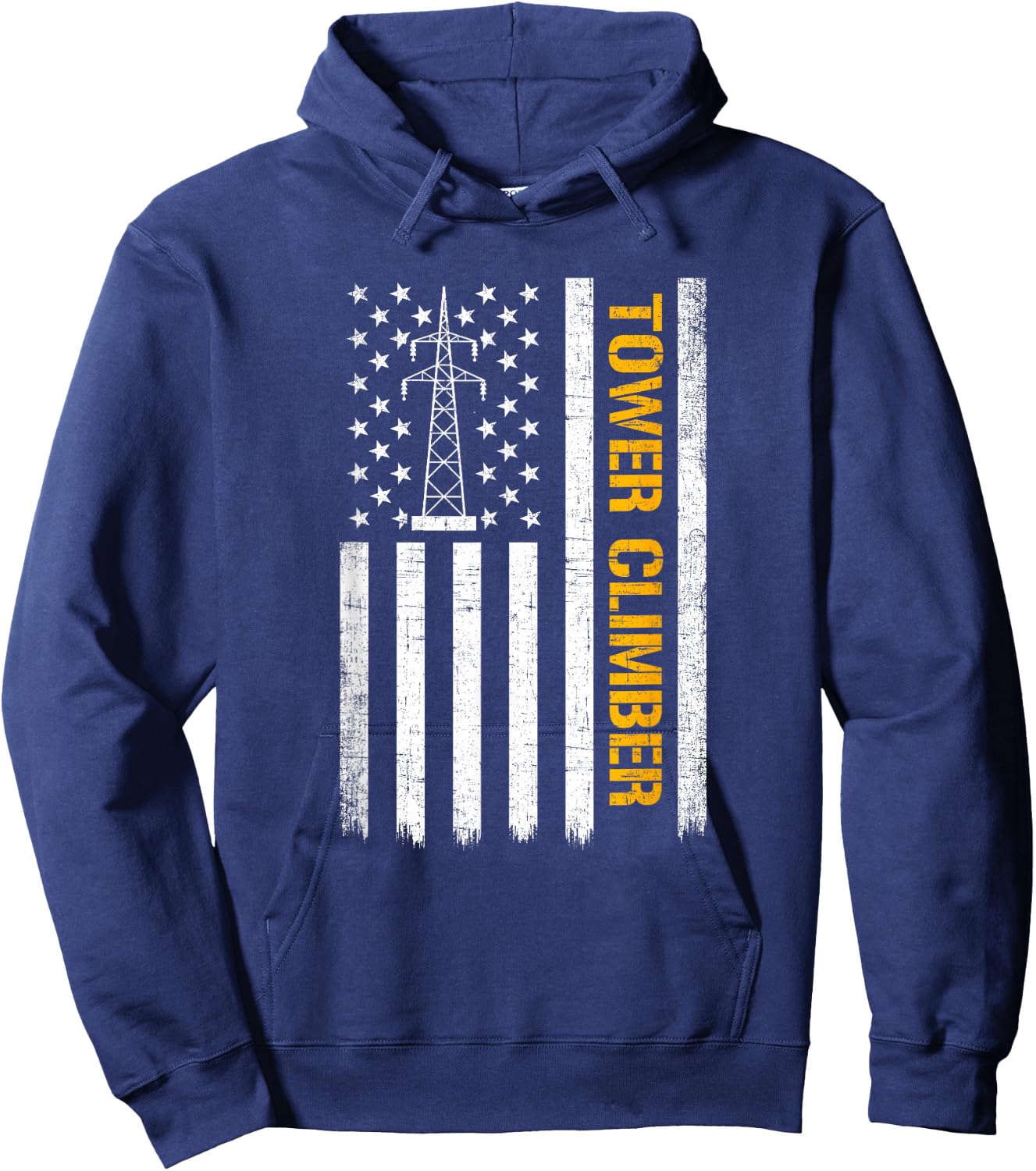 Tower Climber American Flag, Tower Climber Hoodie - Hoodie | Navy