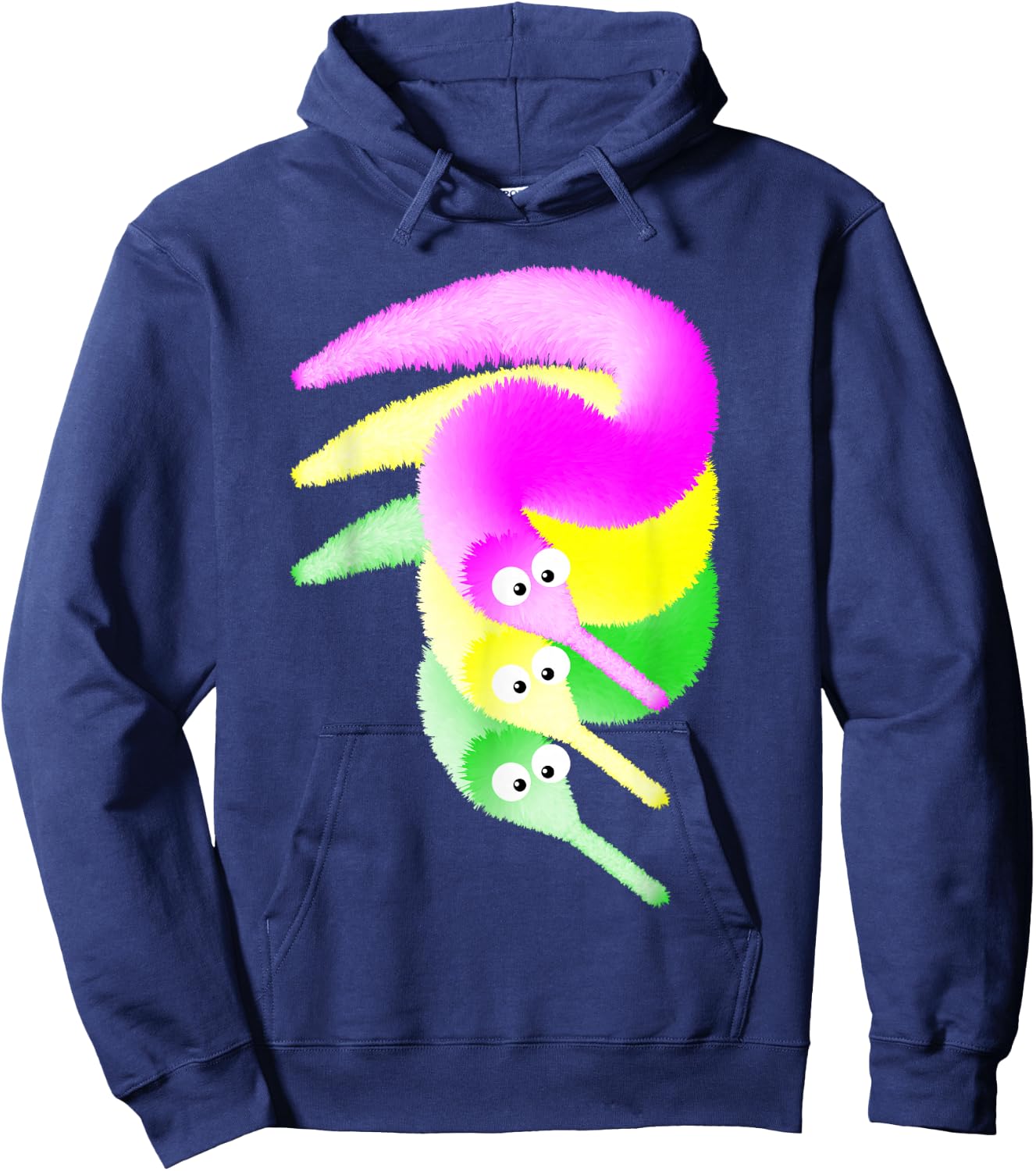 Worms on a String Fuzzy Wiggly Magic Worm Toy Hoodie - Hoodie | Navy