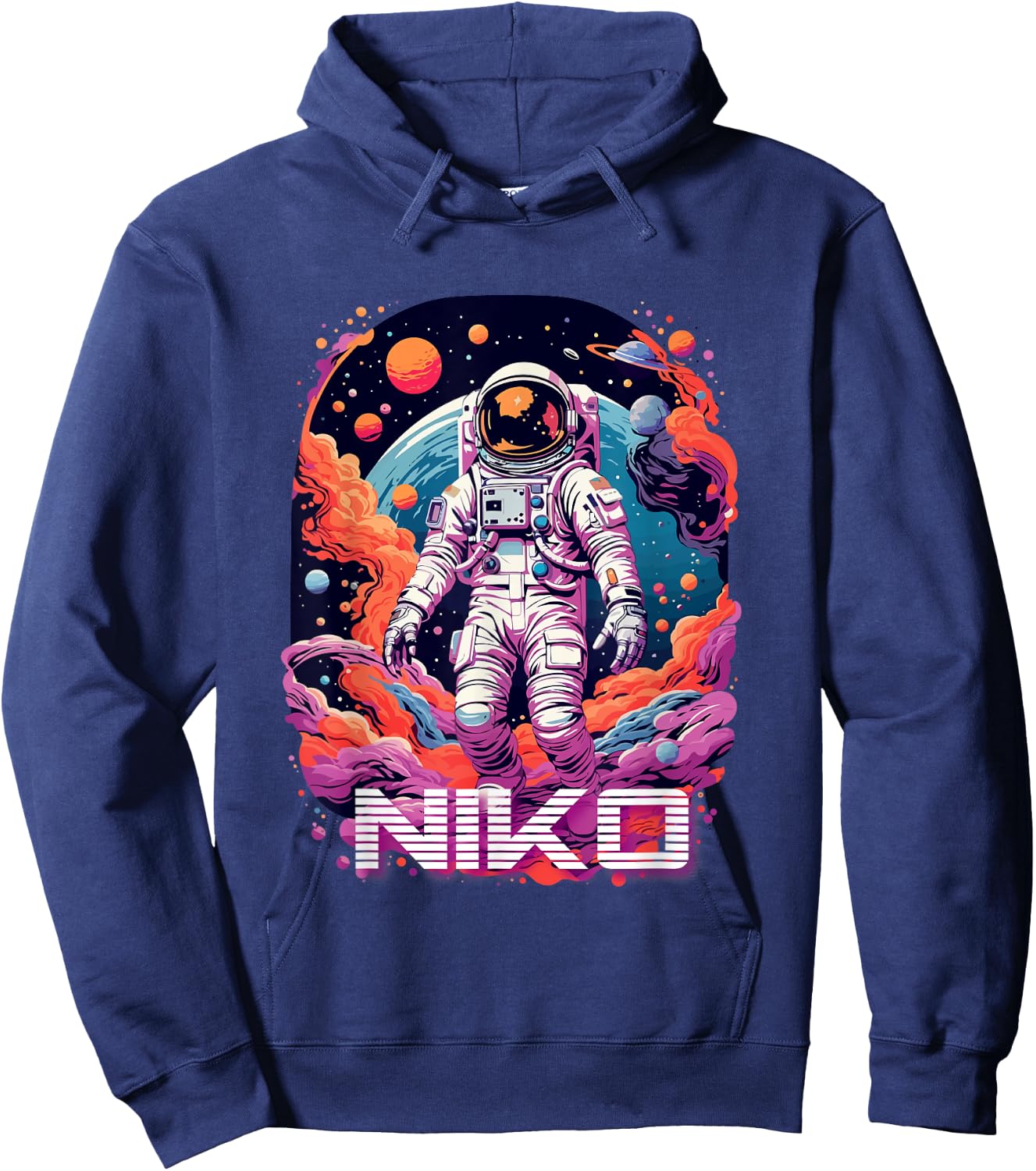 NIKO - Cute Boy Name with cool Astronaut Hoodie - Hoodie | Navy