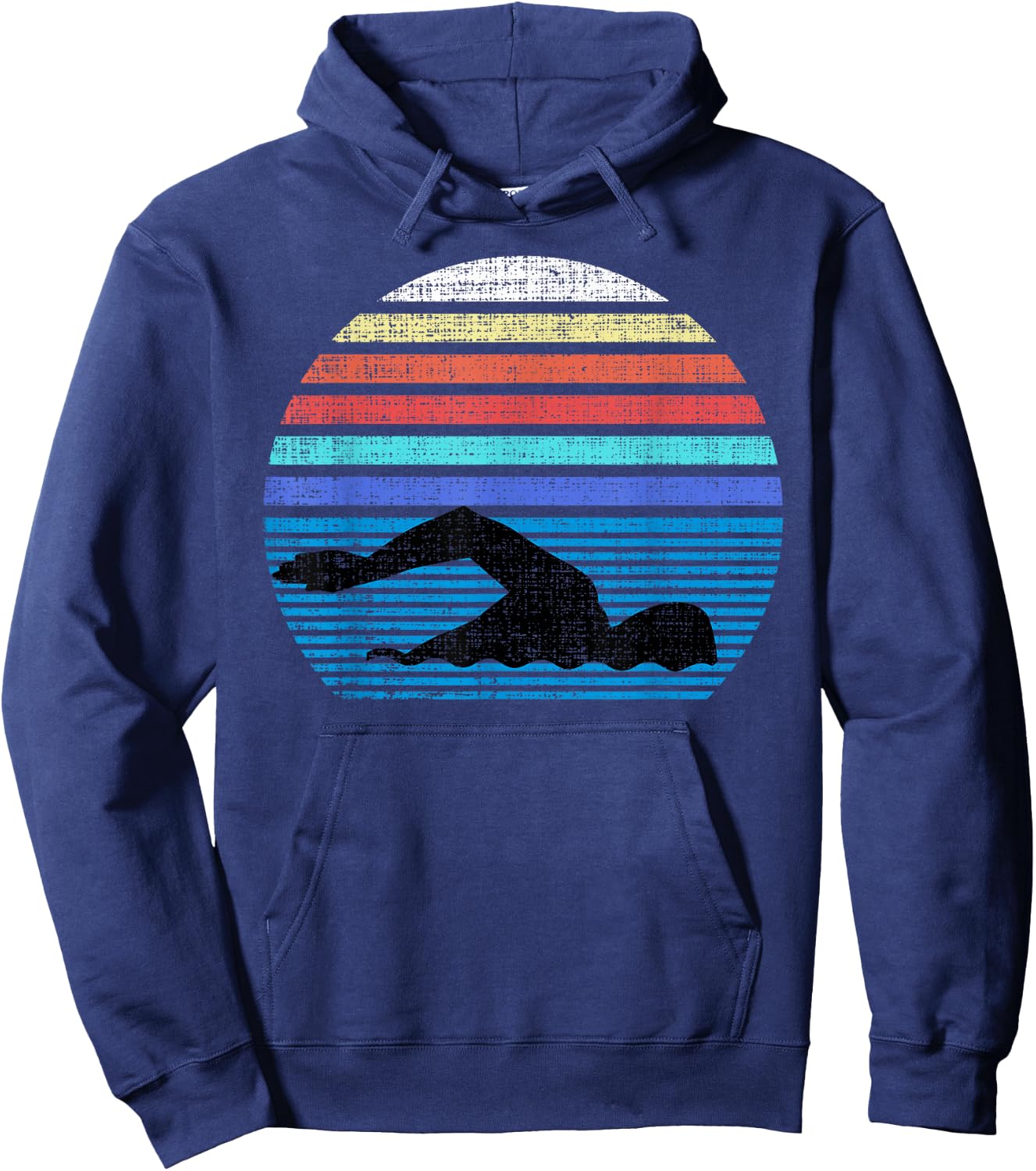 Vintage Retro Swim Swimmer Swimming 80s Gifts Hoodie - Hoodie | Navy