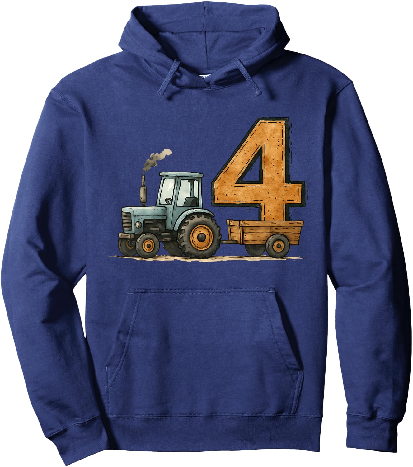 Kids Cute Tractor 4rd Birthday 4 Year Old Kids Hoodie - Hoodie | Navy