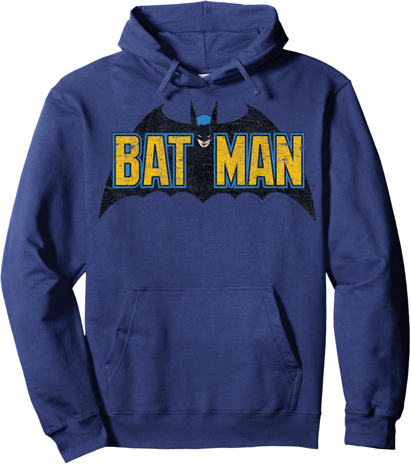 DC Comics Batman Distressed Vintage Text Logo Hoodie - Hoodie | Navy