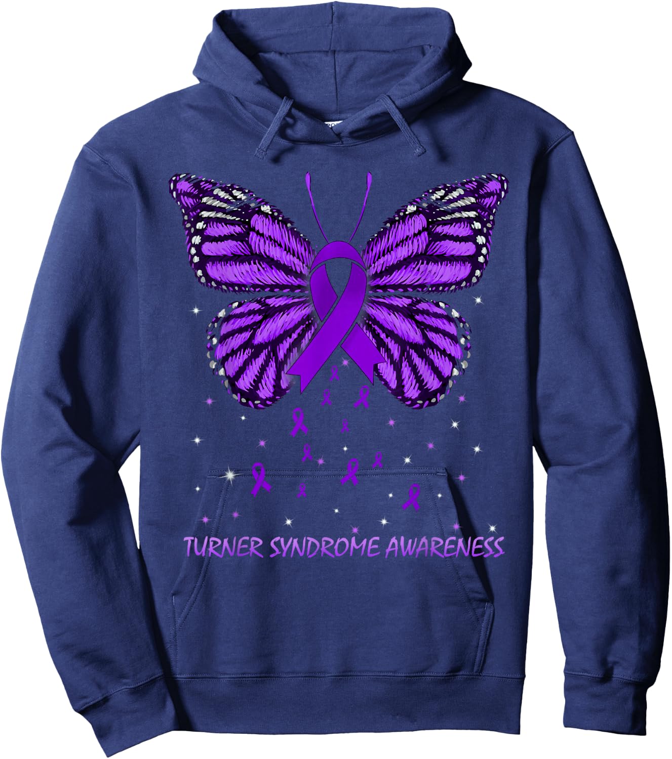 Turner Syndrome Awareness Butterfly Hoodie - Hoodie | Navy