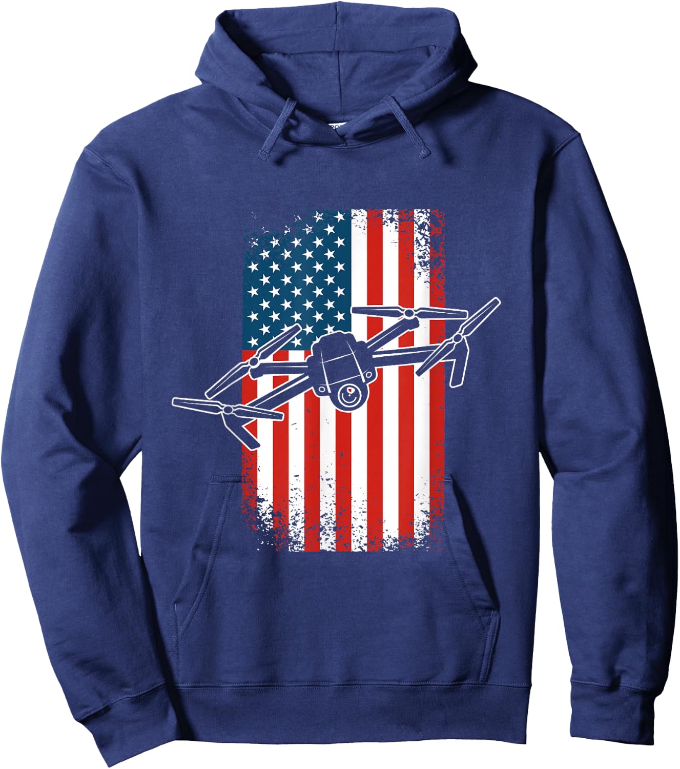 Drone Pilot Quadcopter Patriotic American Flag Hoodie - Hoodie | Navy