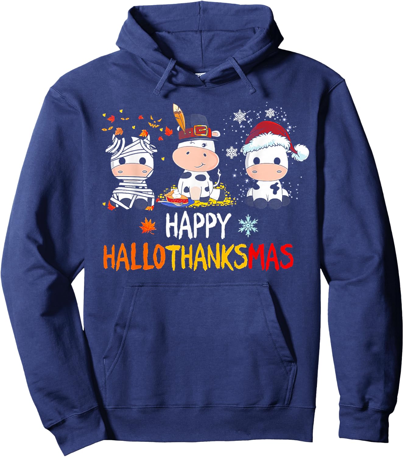 Cow Halloween - Happy HalloThanksMas Hoodie - Hoodie | Navy