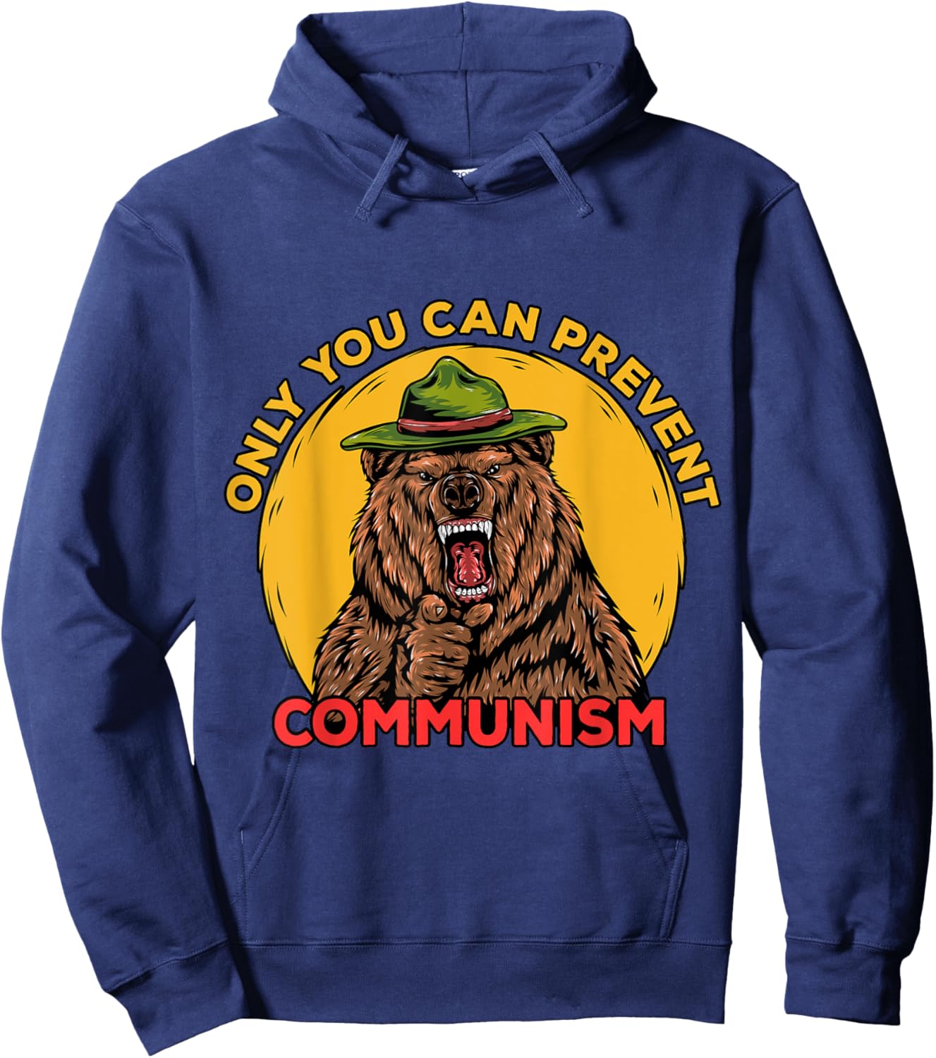 Only You Can Prevent Communism Camping Bear Hoodie - Hoodie | Navy