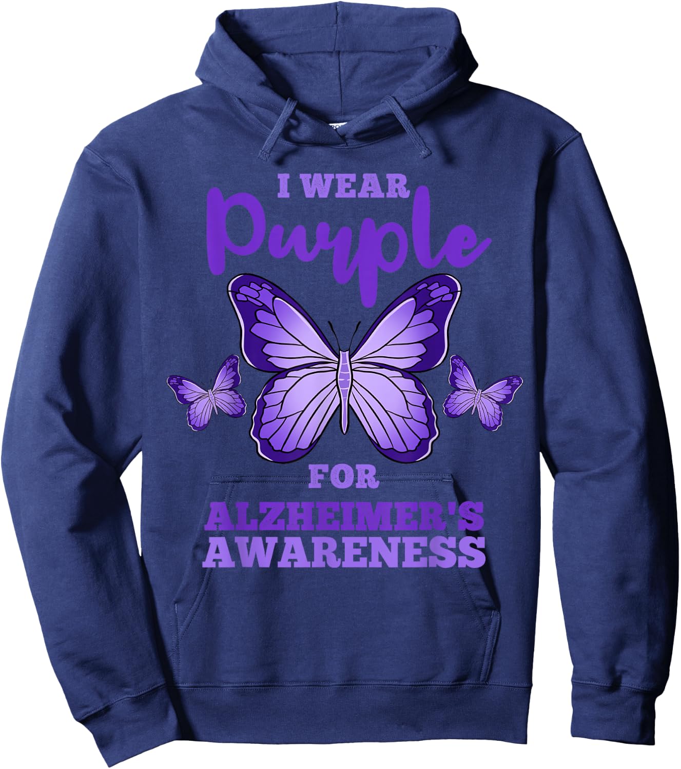 I Wear Purple For Alzheimers Awareness Hoodie - Hoodie | Navy