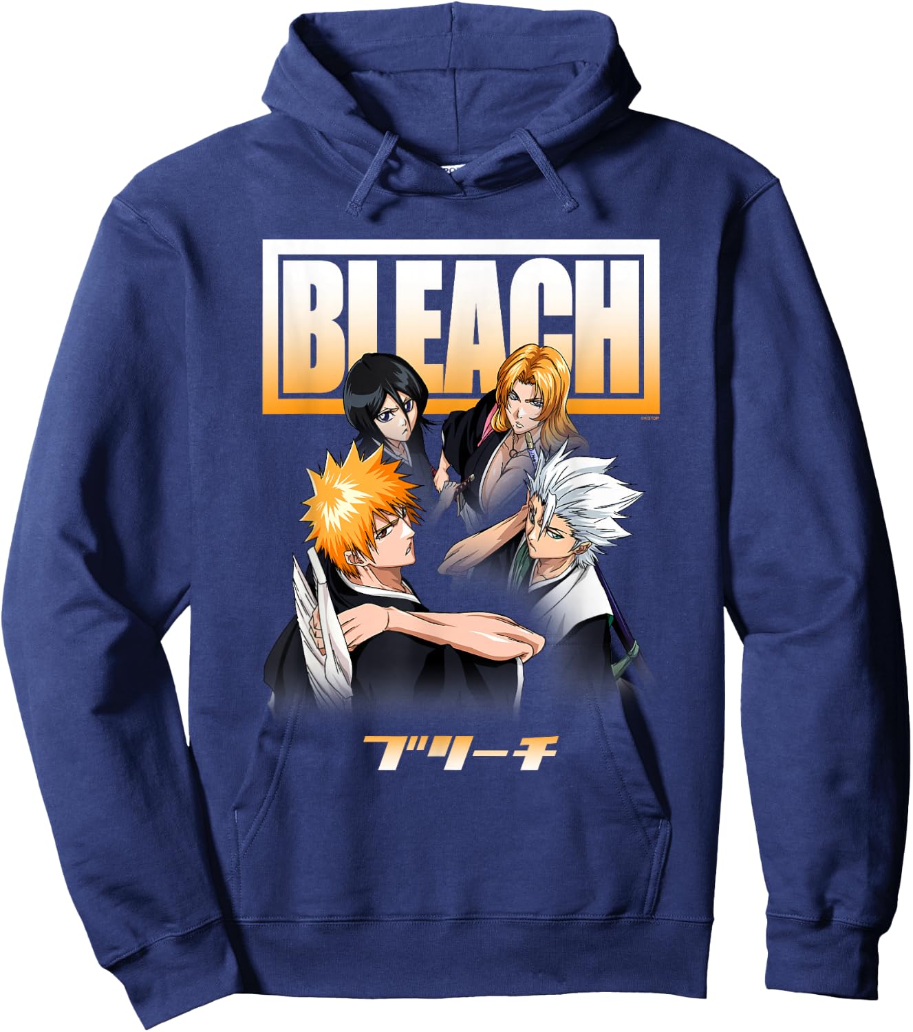 Bleach Cast and Ombre Logo Anime Hoodie - Hoodie | Navy