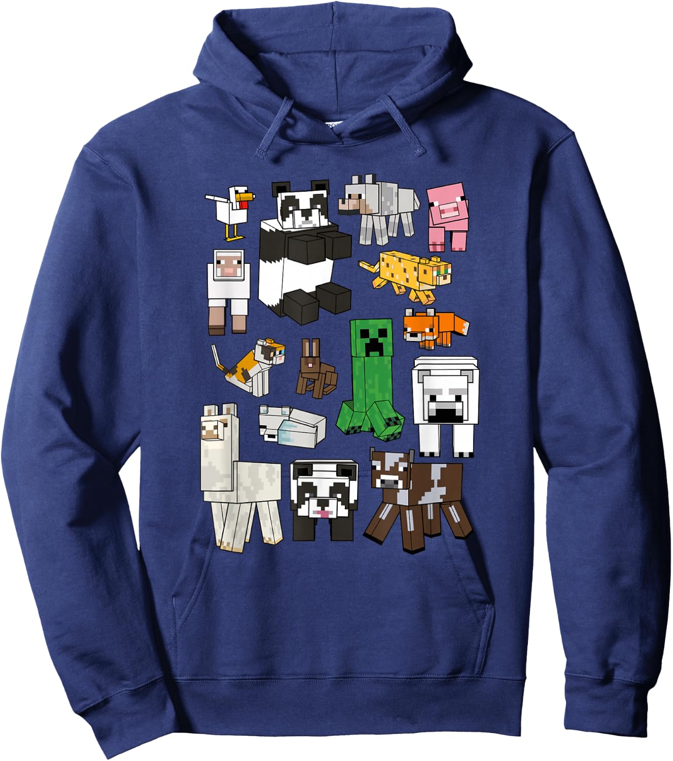 Minecraft Creeper & Animals Collage V2 Hoodie - Hoodie | Navy