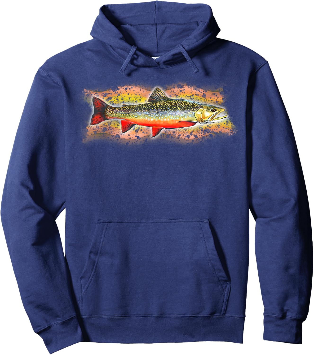 Brook Trout Fishing Graphic Hoodie - Hoodie | Navy