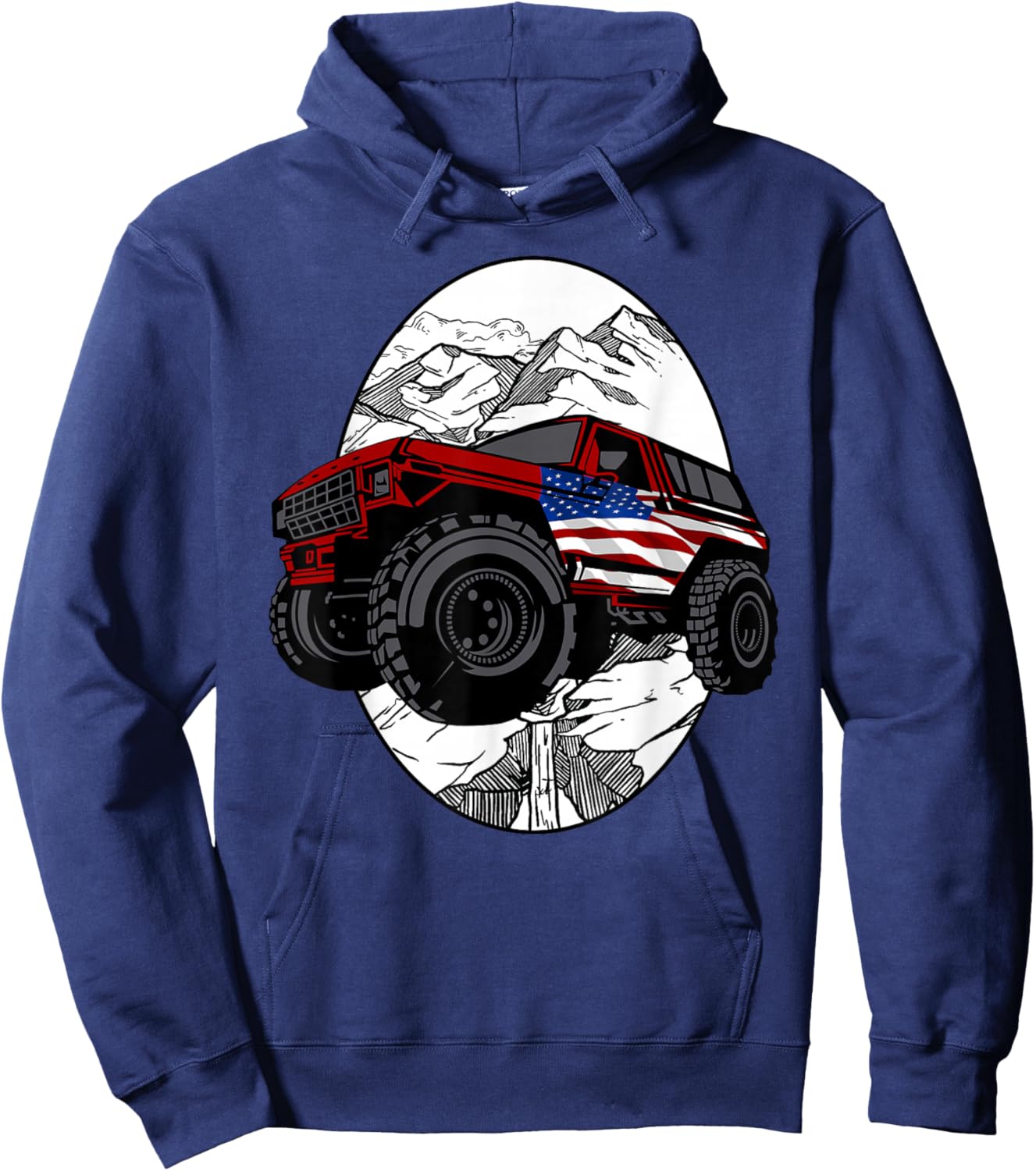 Overlanding Off Roading American Flag Hoodie - Hoodie | Navy