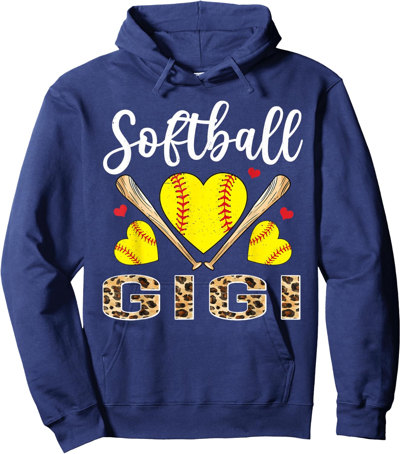 Softball Heart Cute Gigi Softball Player Hoodie - Hoodie | Navy