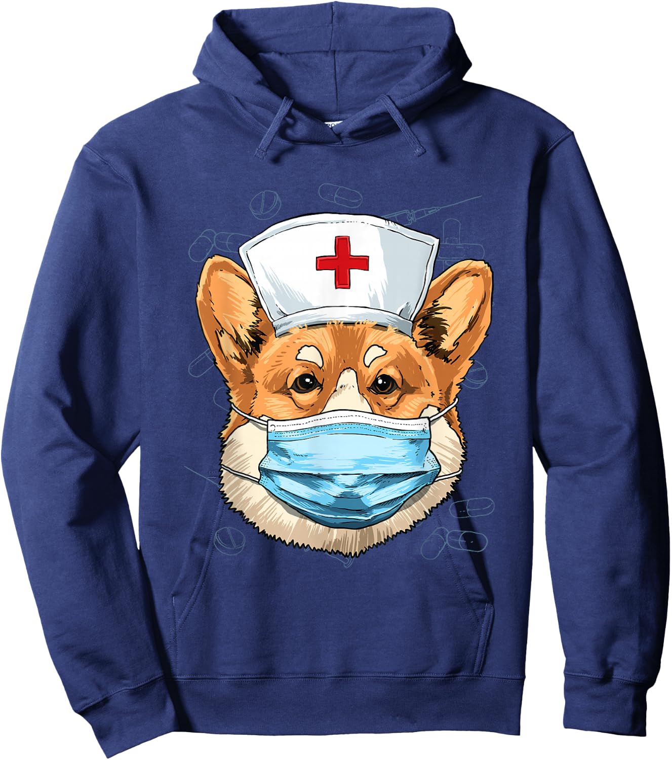Corgi Dog Nurse RN Nursing School Graduation Hoodie - Hoodie | Navy