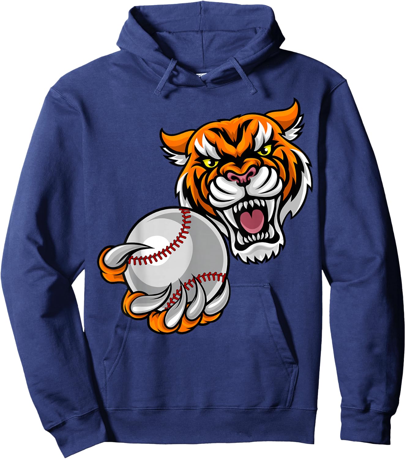 Tiger Holding Baseball Ball Mascot Hoodie - Hoodie | Navy