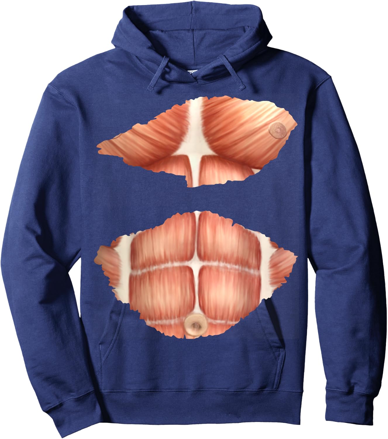 fake Anatomy costume Chest Six Pack Abs Muscles Hoodie - Hoodie | Navy