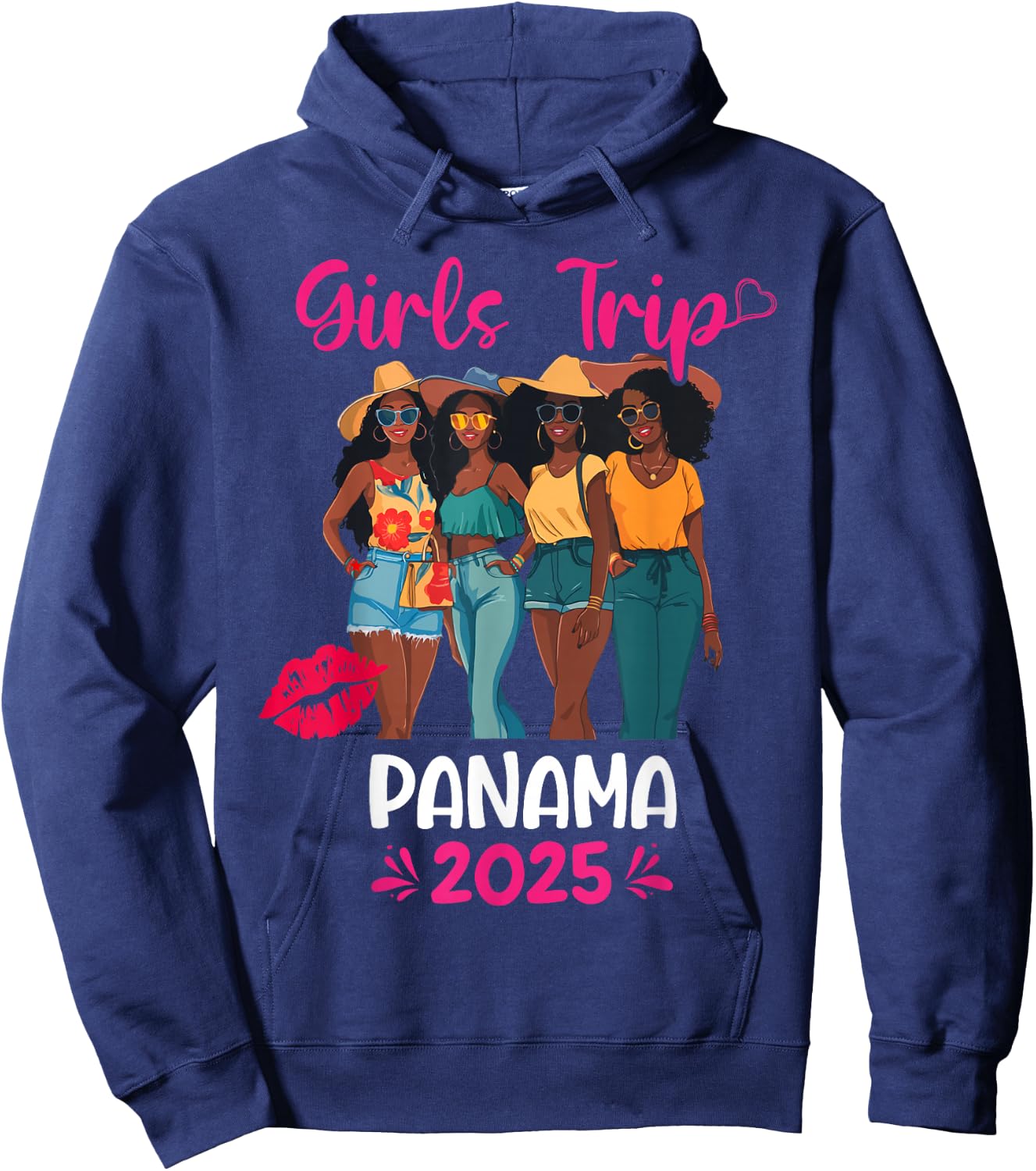 Black Girls Trip Panama 2025 Vacation Matching Hoodie - Hoodie | Navy