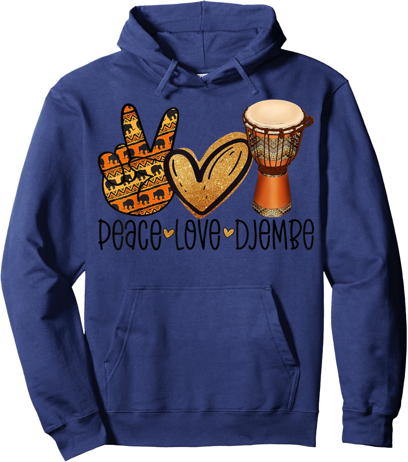 Peace Love Djembe Africa Drum Ethnic Djembe Hoodie - Hoodie | Navy