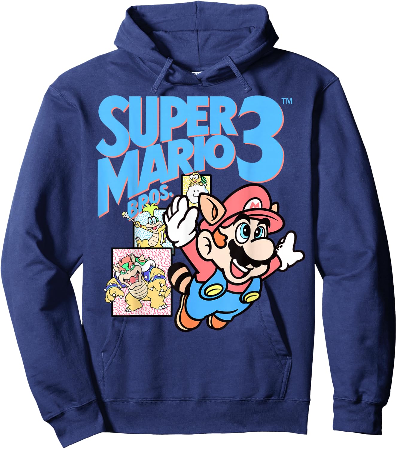 Super Mario 3 Flying Mario Group Shot Poster Hoodie - Hoodie | Navy