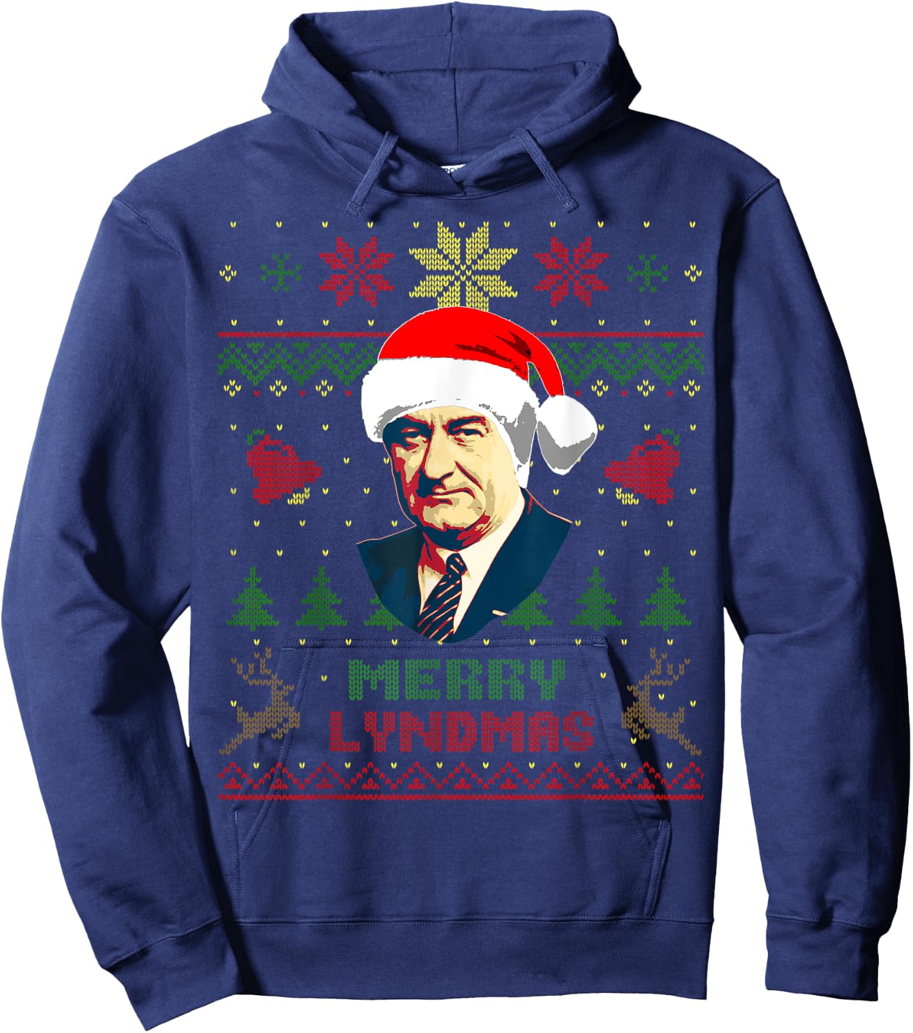 Lyndon B. Johnson President Funny Christmas Hoodie - Hoodie | Navy