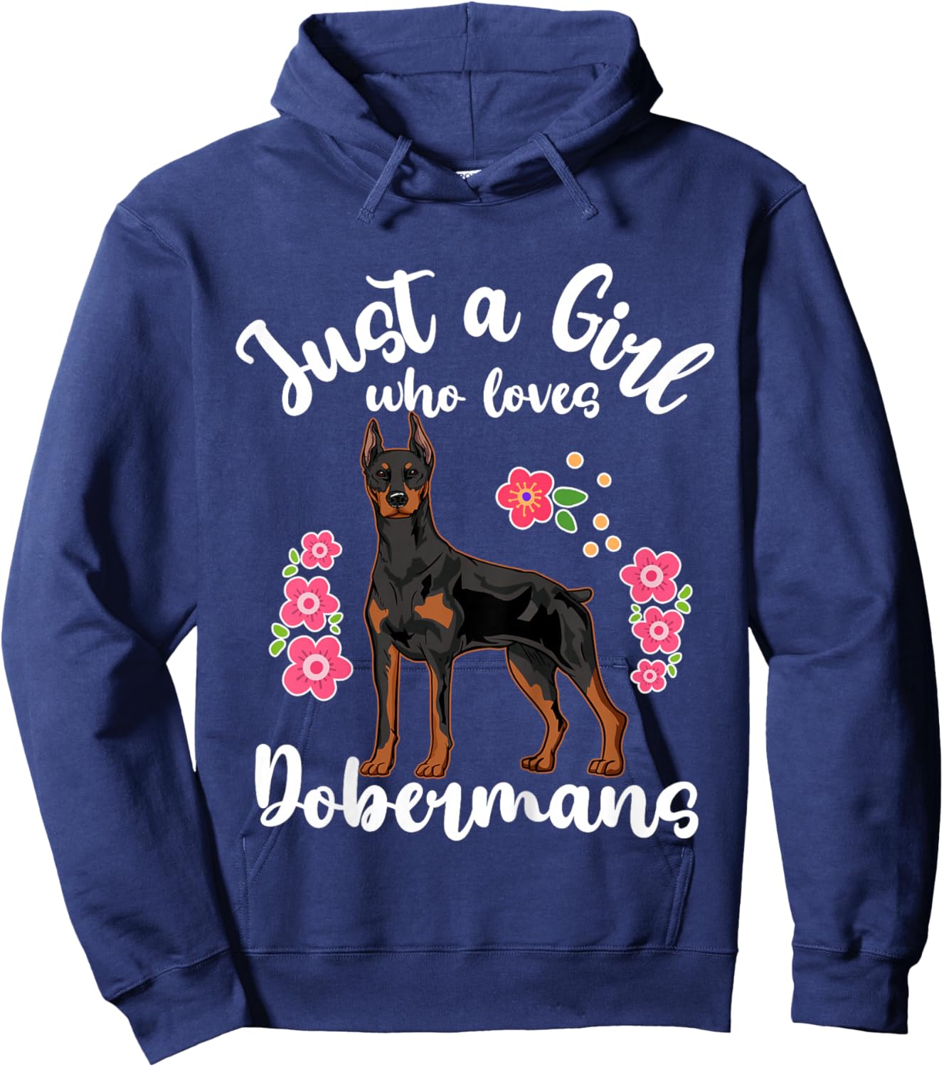 Kids Doberman Just a Girl Who Loves Dobermans Hoodie - Hoodie | Navy