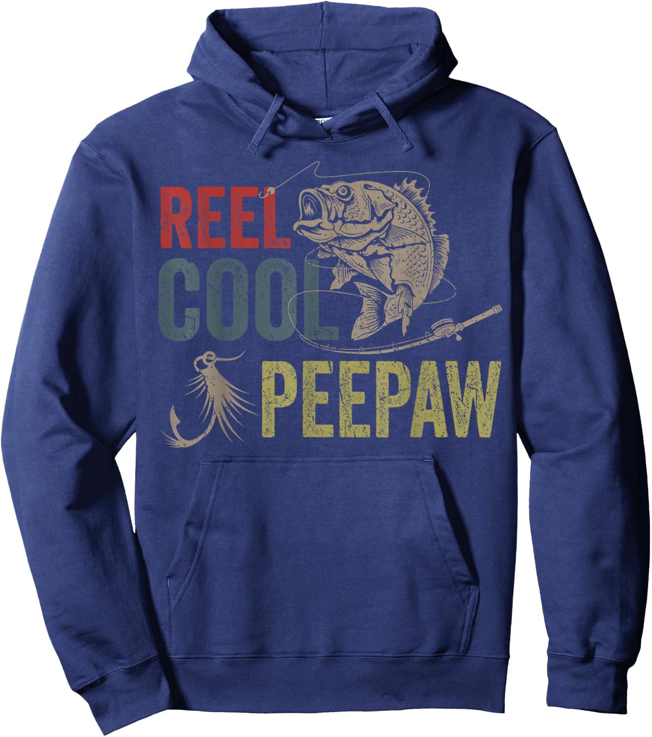 Reel Cool Peepaw Fishing Fathers Day Hoodie - Hoodie | Navy