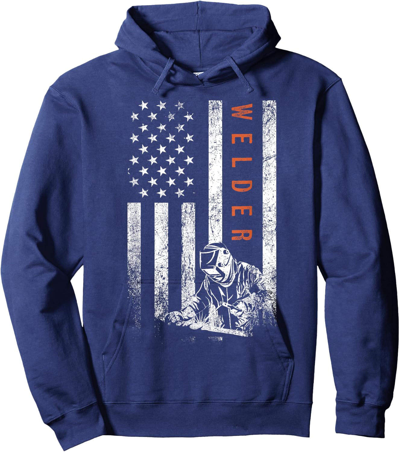 Welder American Flag Design Welding Hoodie - Hoodie | Navy