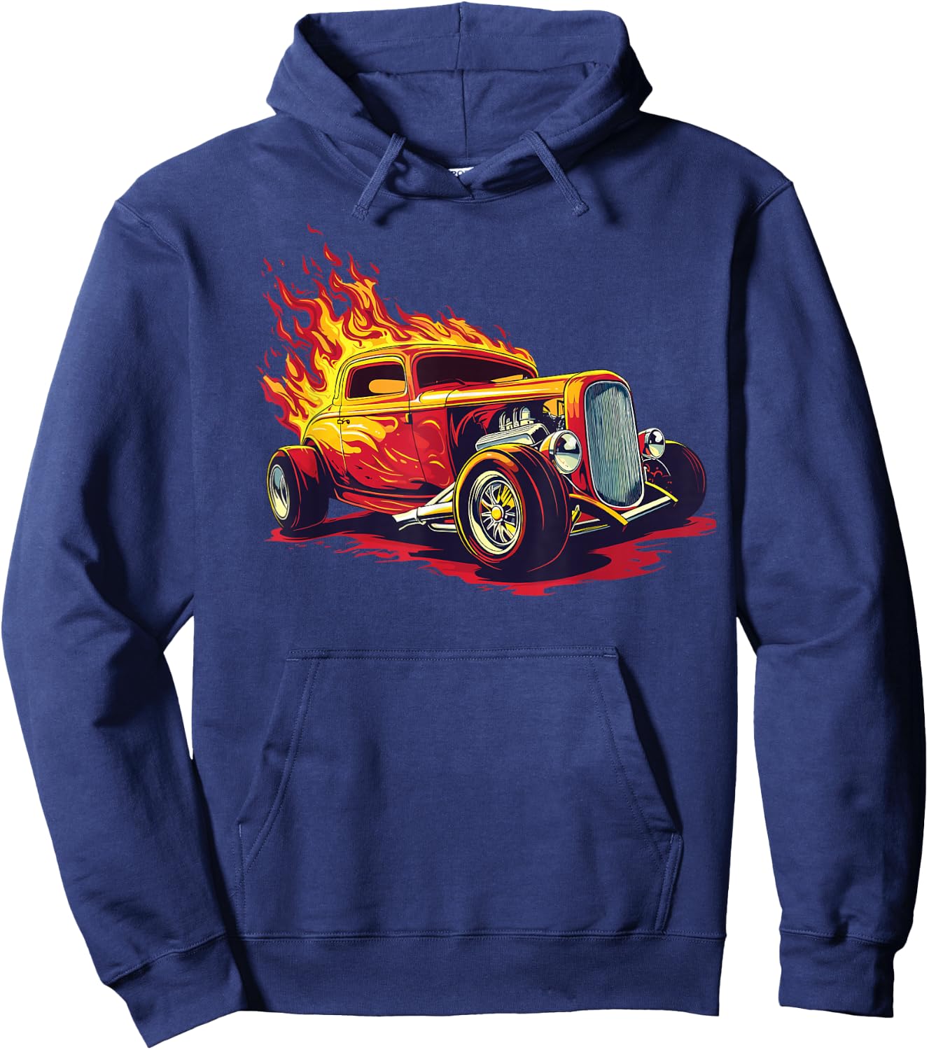 Classic Hotrod Retro Car Illustration Hotrod Hoodie - Hoodie | Navy