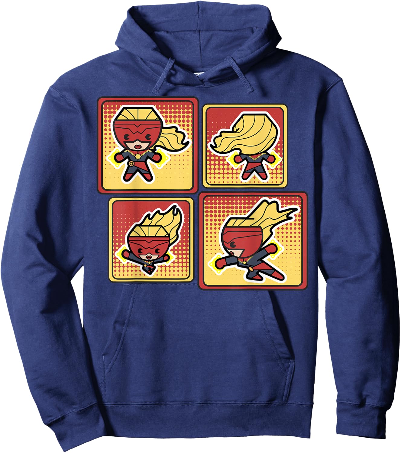 Captain Marvel Kawaii Style Action Pose Poster Hoodie - Hoodie | Navy