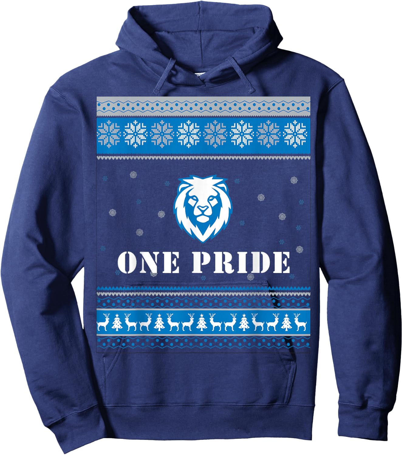 One Pride Lions Head Ugly Christmas Sweater Hoodie - Hoodie | Navy