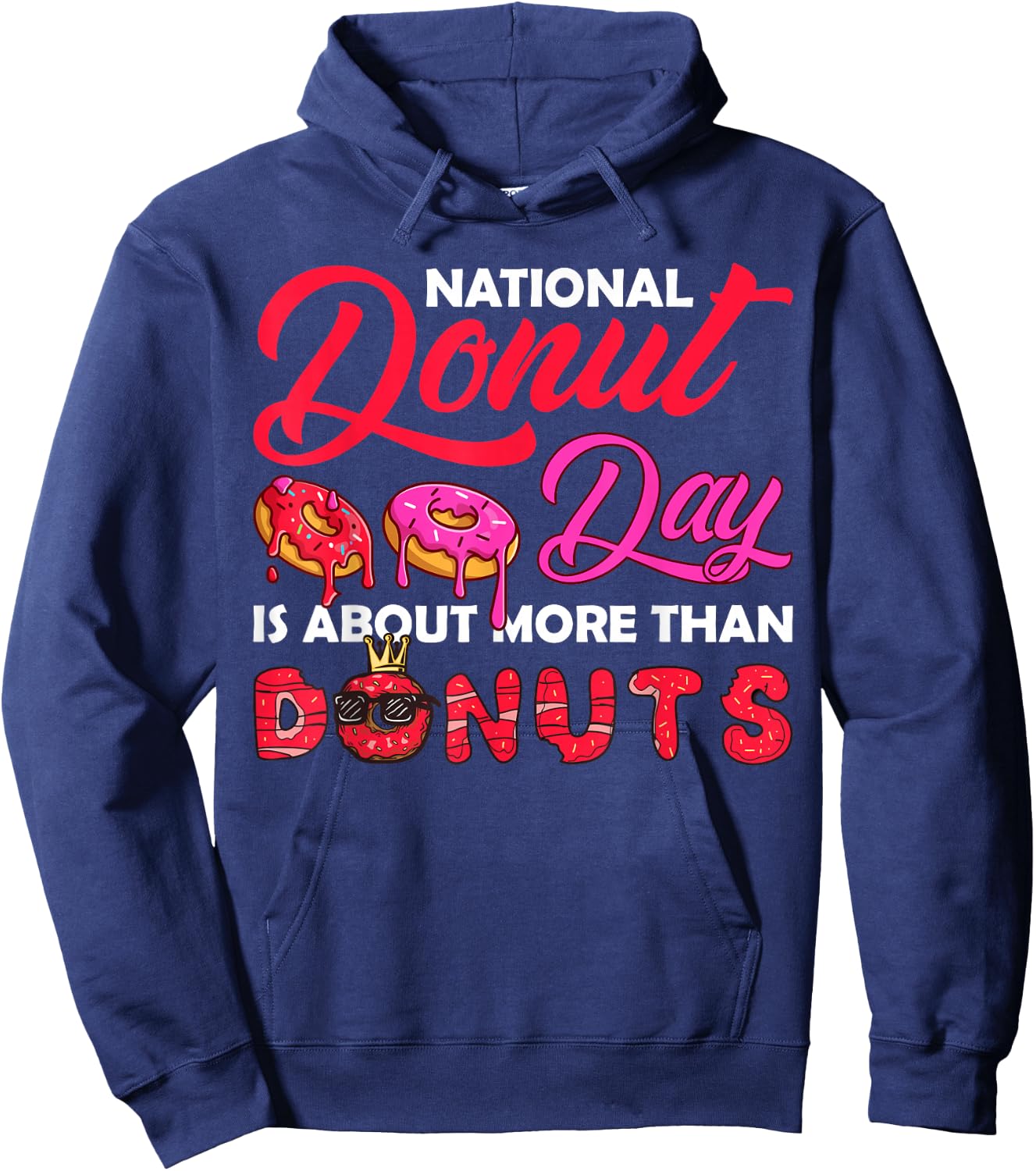 Donut Design and Men - Happy National Donut Day Hoodie - Hoodie | Navy