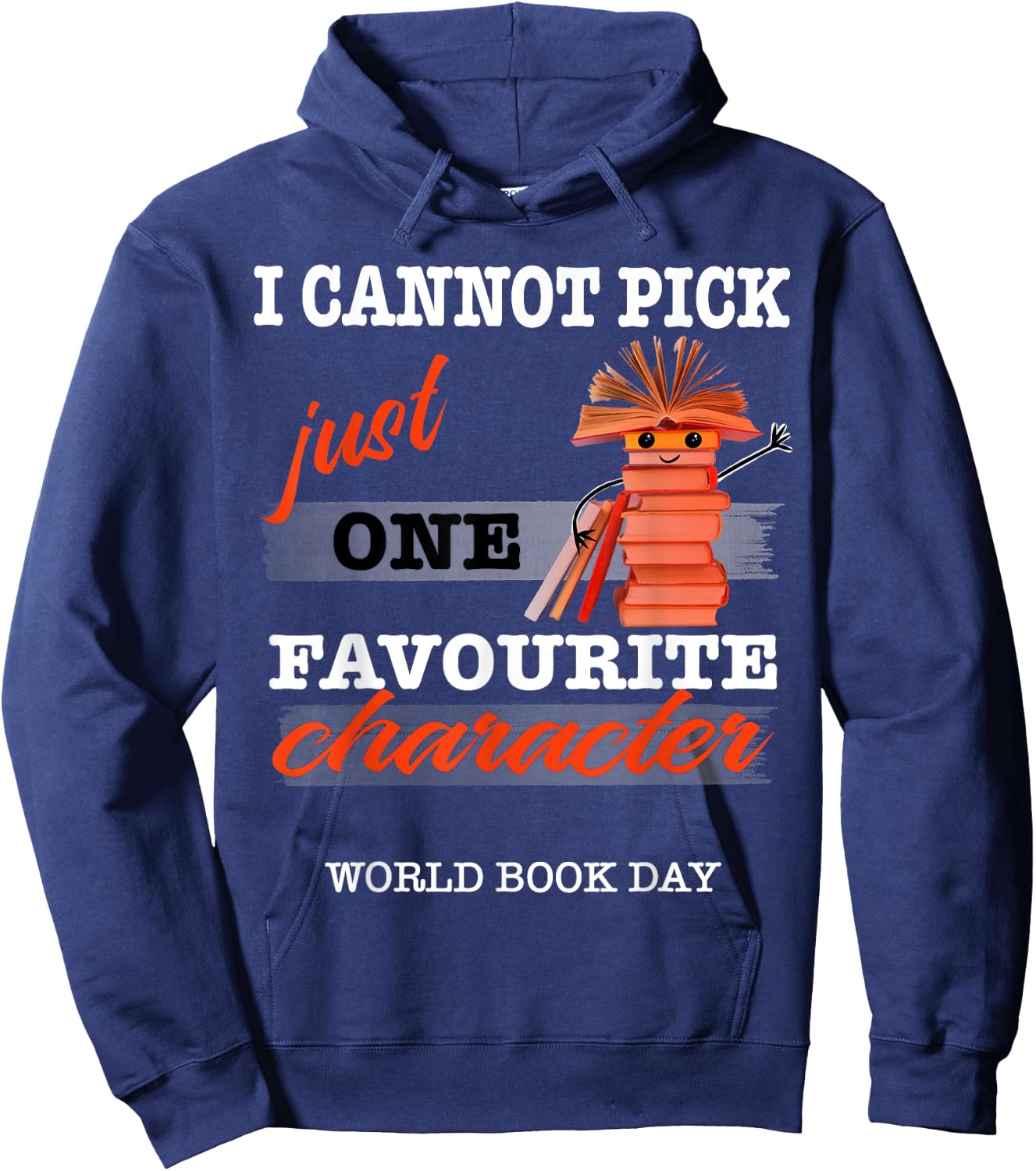 World Book Day, Cute Book Character Hoodie - Hoodie | Navy