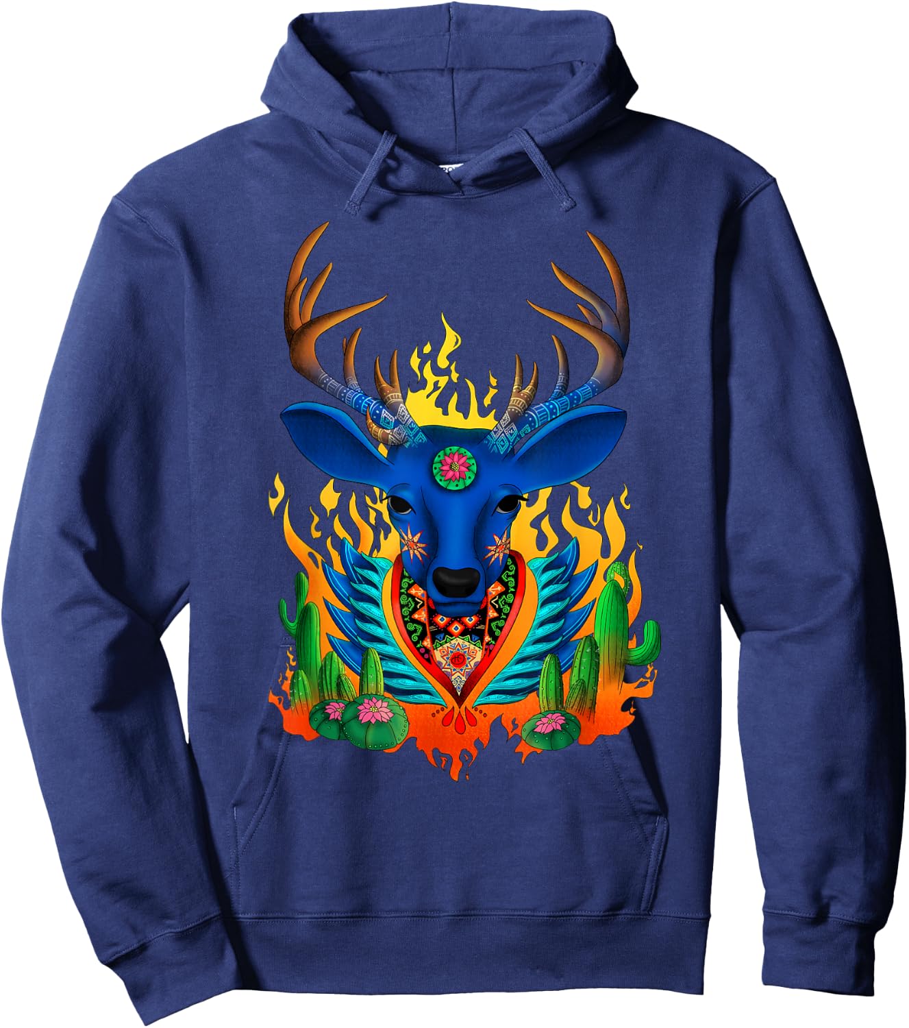 Third Eye Huichol Deer Hoodie - Hoodie | Navy