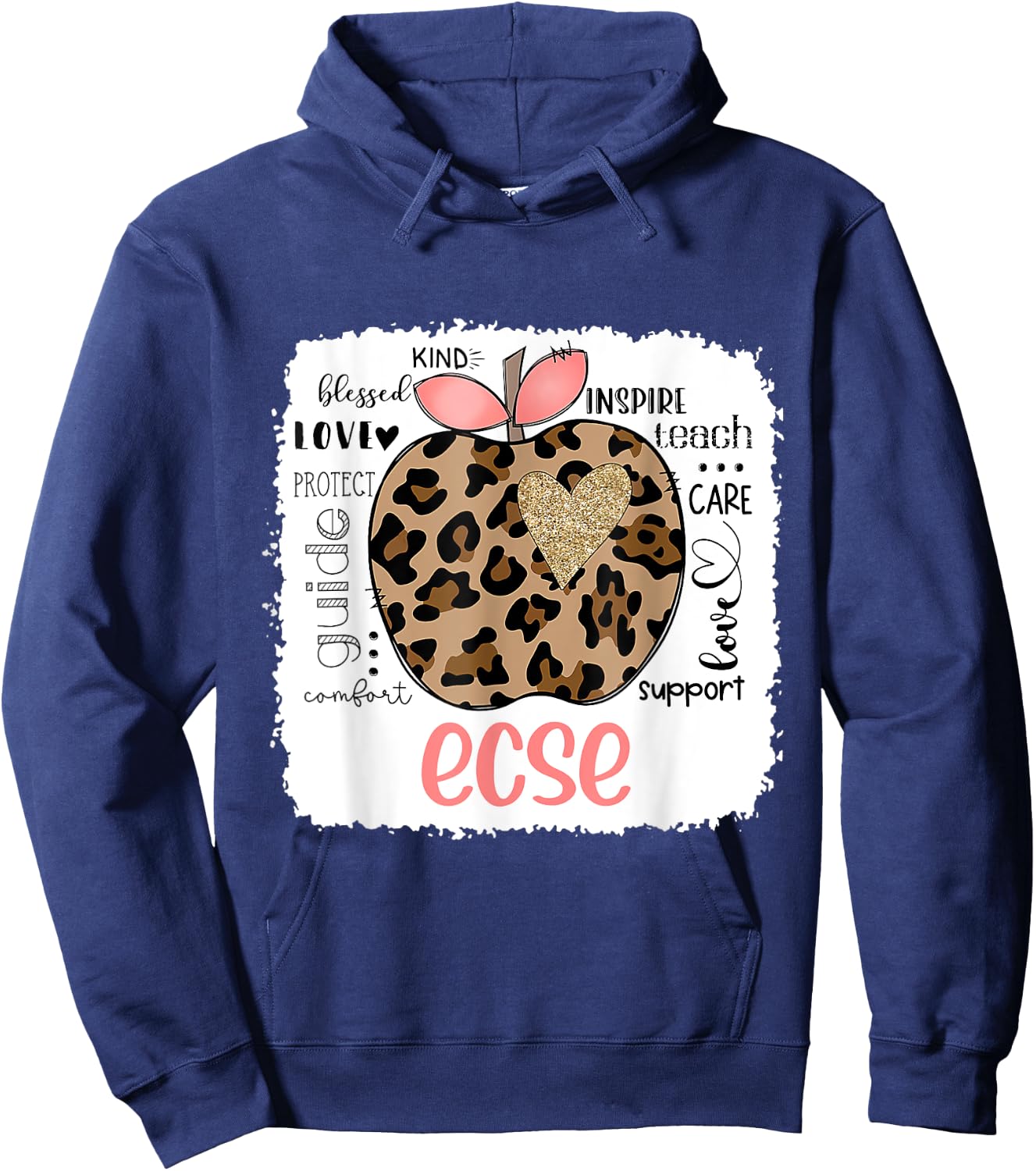 Leopard Teacher 2022 It Last Day Of School ECSE Hoodie - Hoodie | Navy
