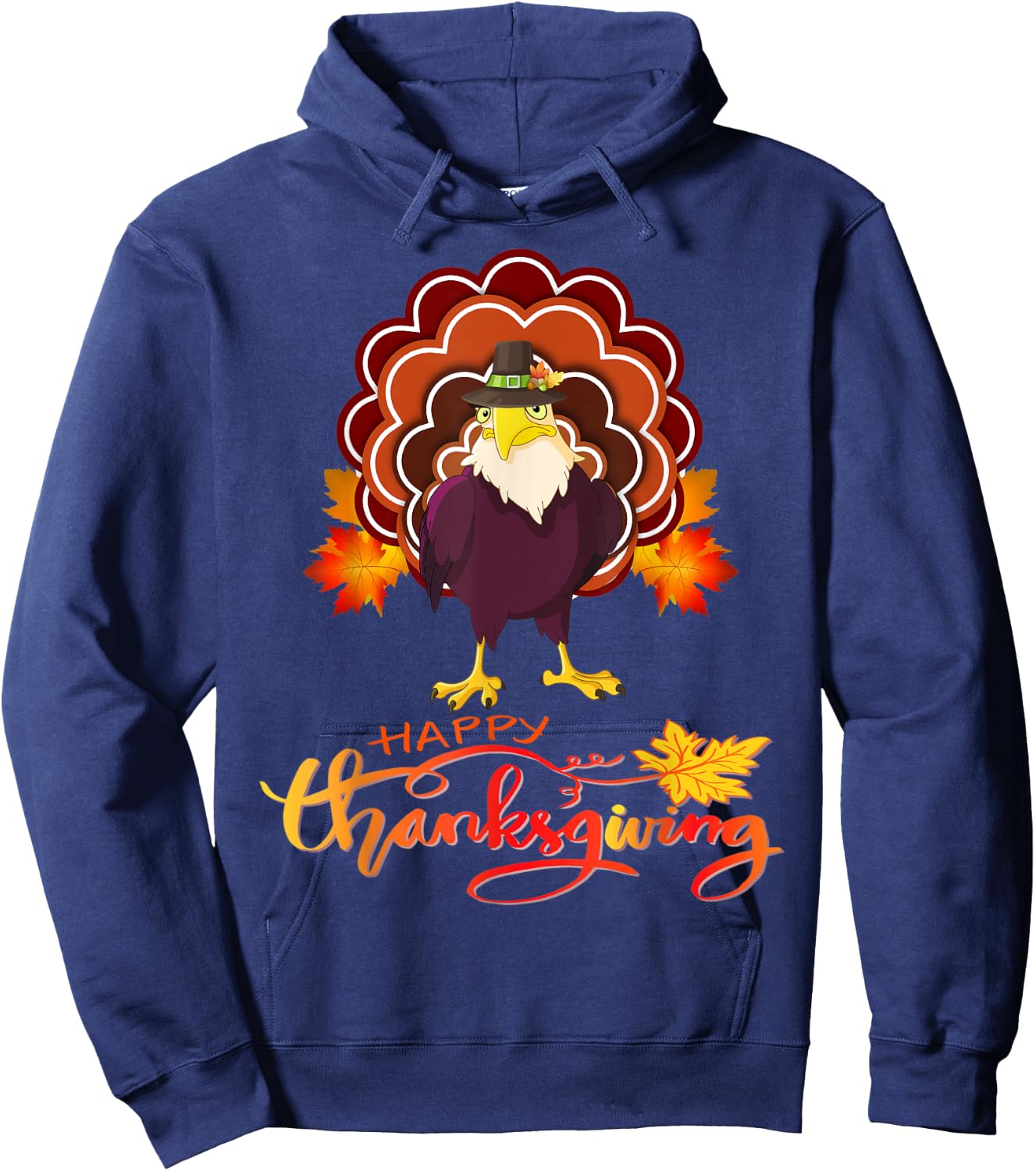 Funny eagle Turkey Happy Thanksgiving Hoodie - Hoodie | Navy