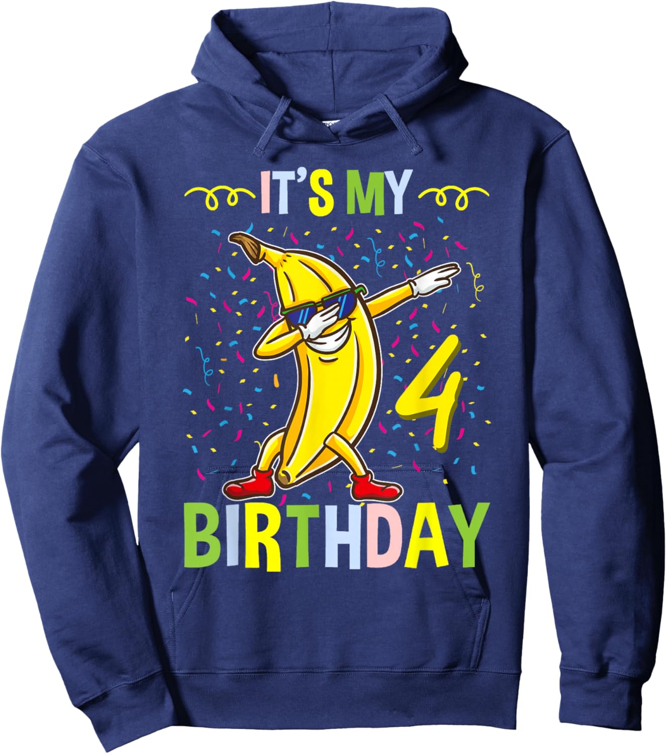 Its My 4th Birthday Banana for Banana Lover Hoodie - Hoodie | Navy