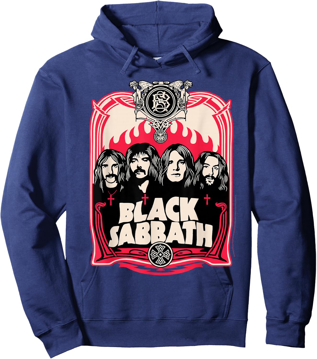 Black Sabbath Official Red Flames Hoodie - Hoodie | Navy