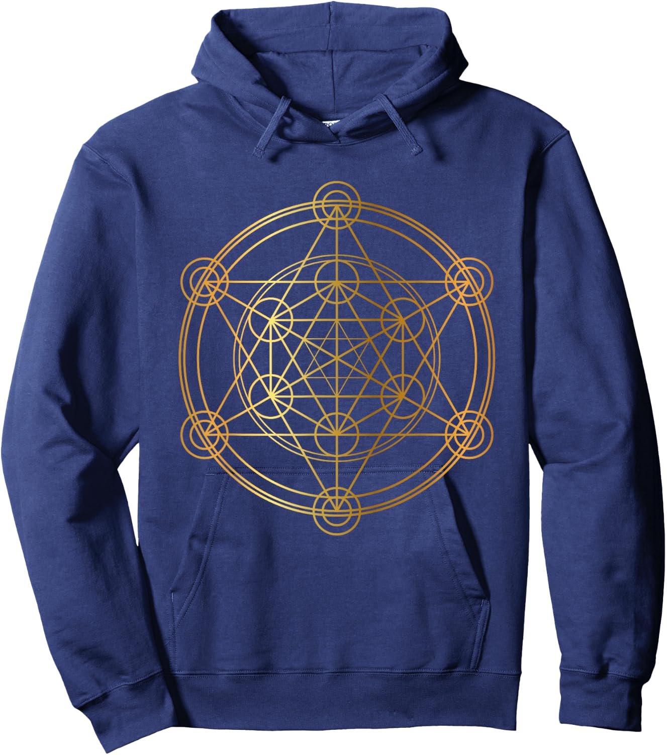 Metatron's Cube Sacred Geometry Yoga Pray Gold Hoodie - Hoodie | Navy