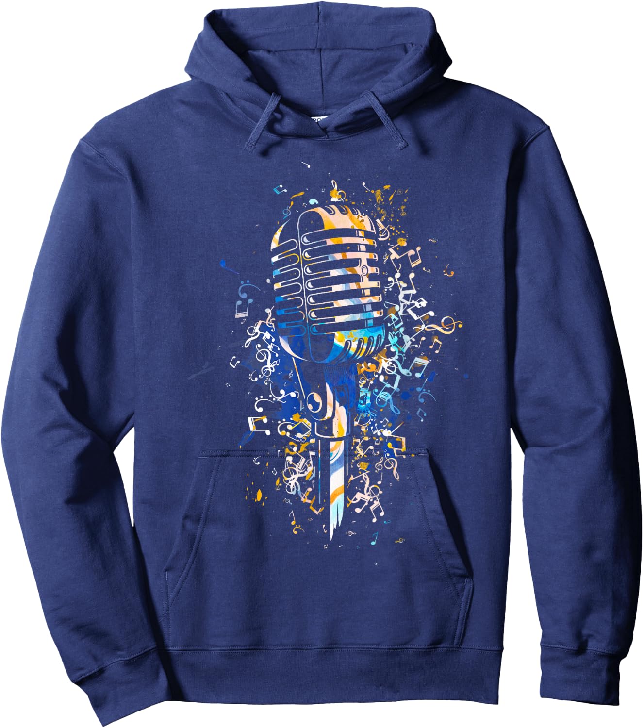 Microphone Music Notes Art Design Microphone Hoodie - Hoodie | Navy