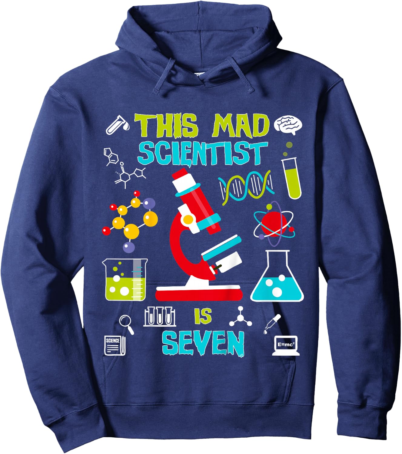 Mad Scientist Party Birthday Gift 7 Year Old Hoodie - Hoodie | Navy