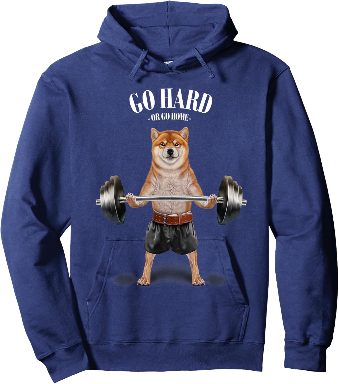 Shiba Inu Dog Weightlifting in Fitness Gym Hoodie - Hoodie | Navy