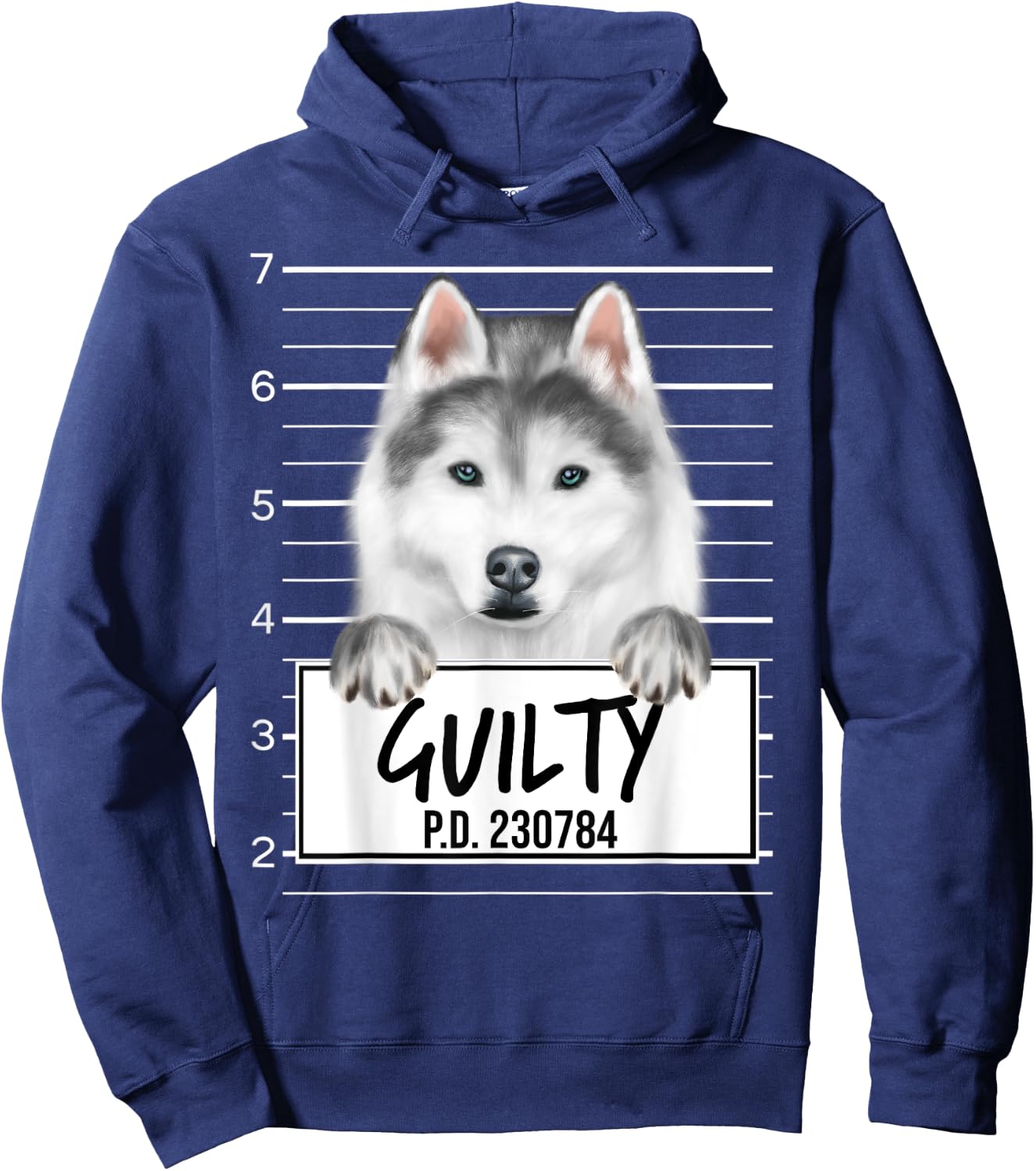 Funny Siberian Husky Mugshot Guilty Dog Hoodie - Hoodie | Navy