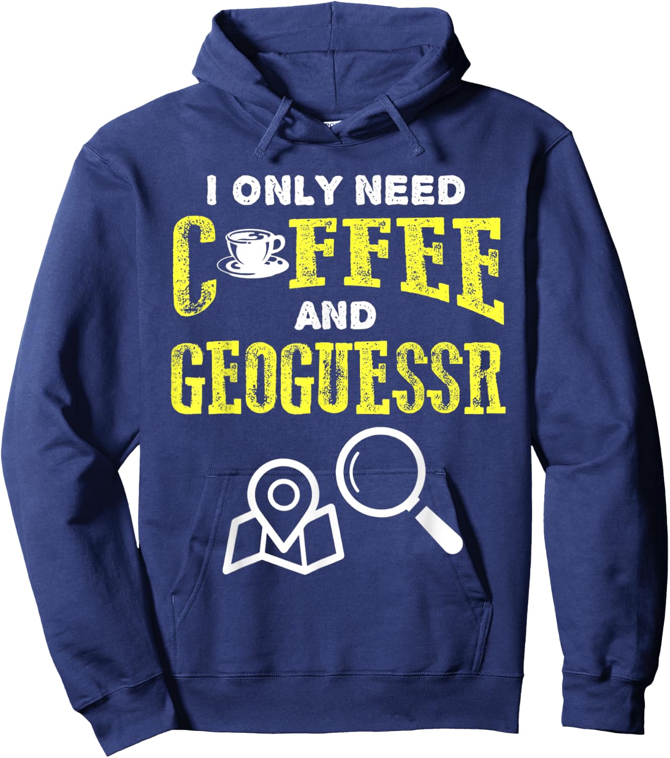 Retro Vintage Coffee And Geoguessr Location Hoodie - Hoodie | Navy