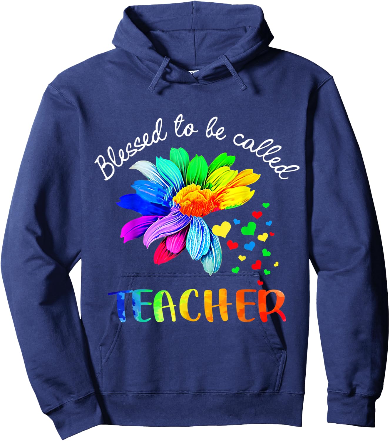 Blessed To Be Called Teacher Flower Power Hoodie - Hoodie | Navy