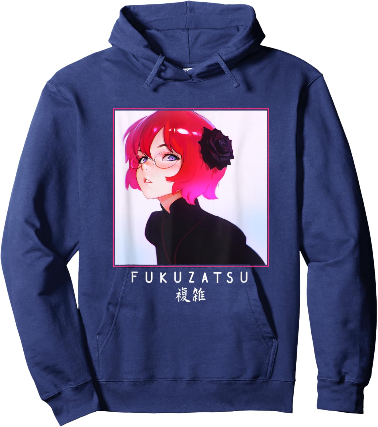 Anime Girl Japanese Aesthetic anime Otaku Hoodie - Hoodie | Navy