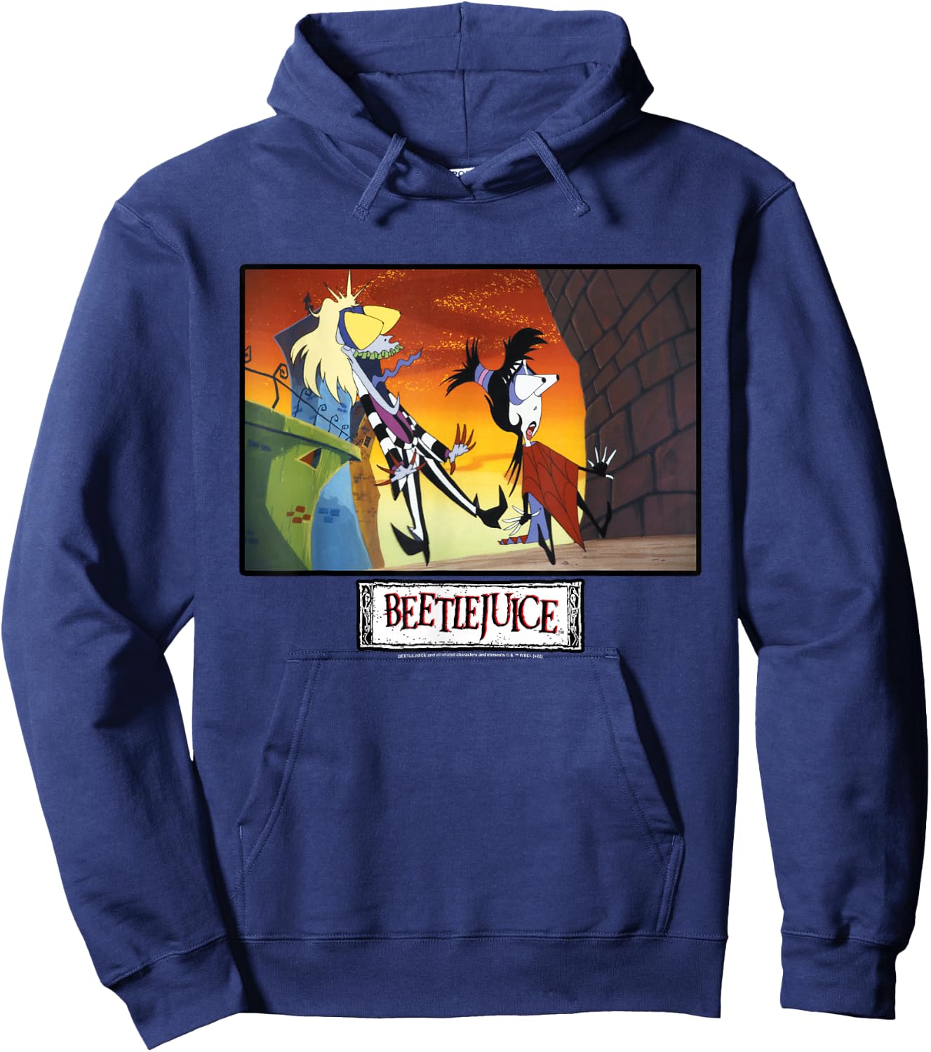 Beetlejuice and Lydia Surprised Bug Eyes Hoodie - Hoodie | Navy