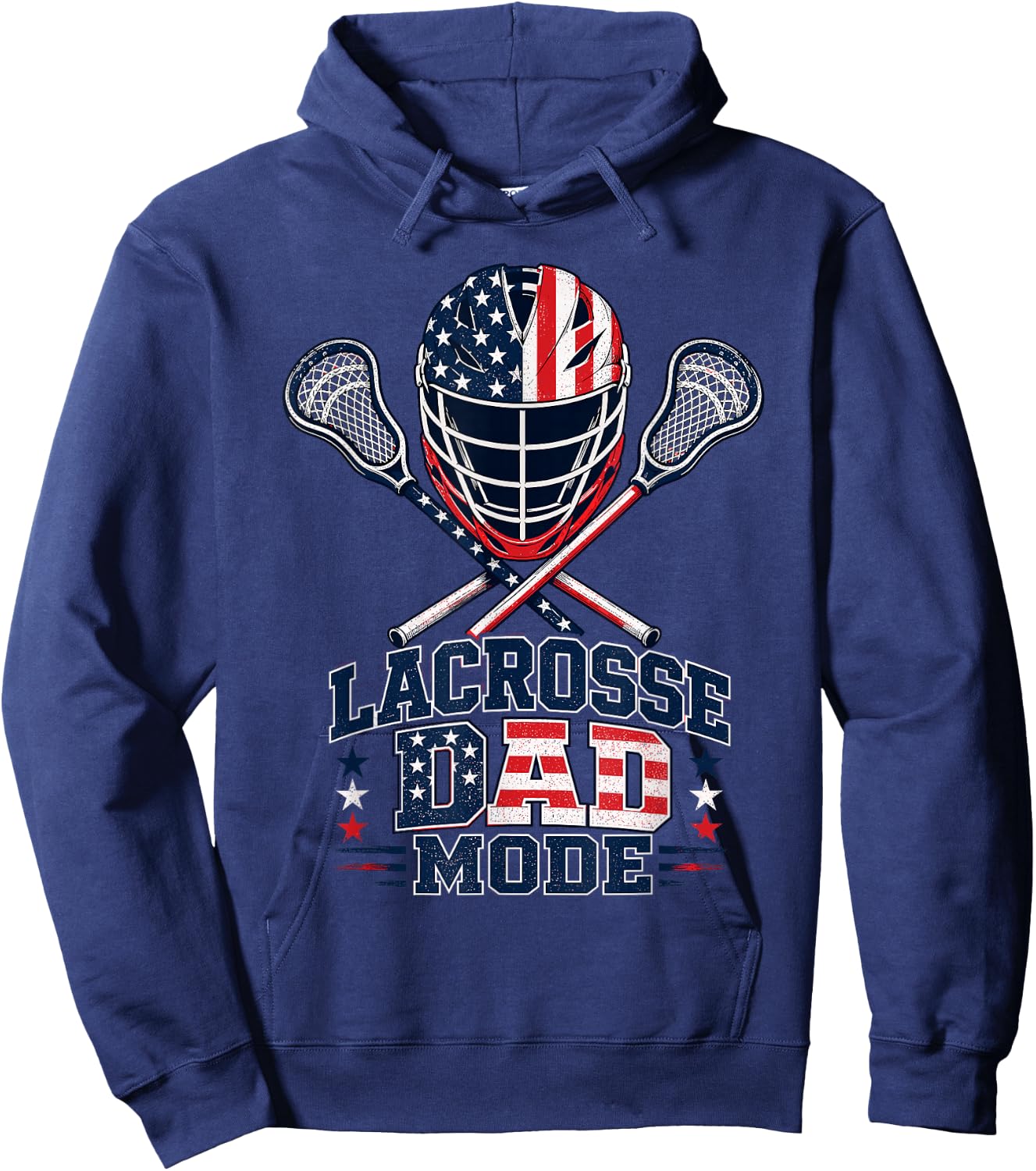 Lacrosse Dad American Flag Mode Hoodie - Hoodie | Navy