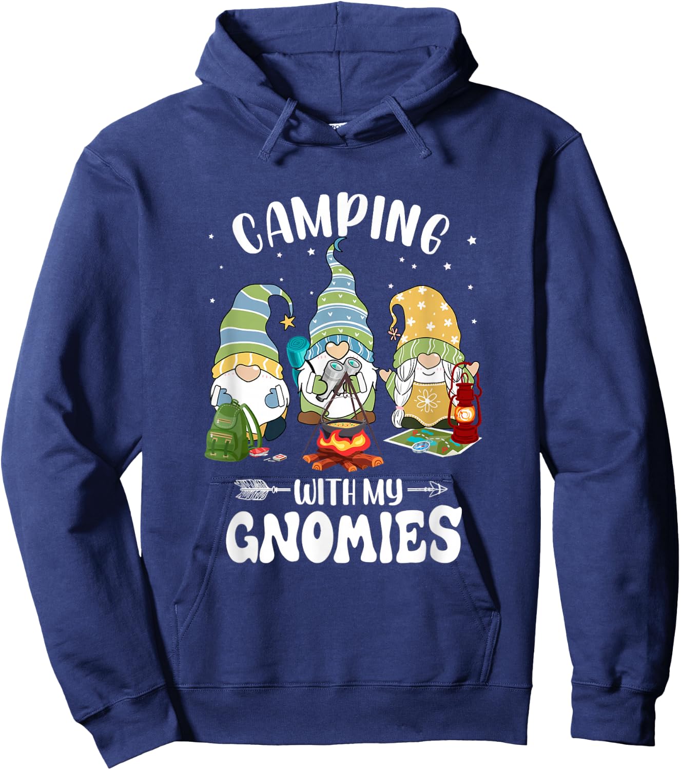 Camping with My Gnomies Funny Gnome Camp Hoodie - Hoodie | Navy