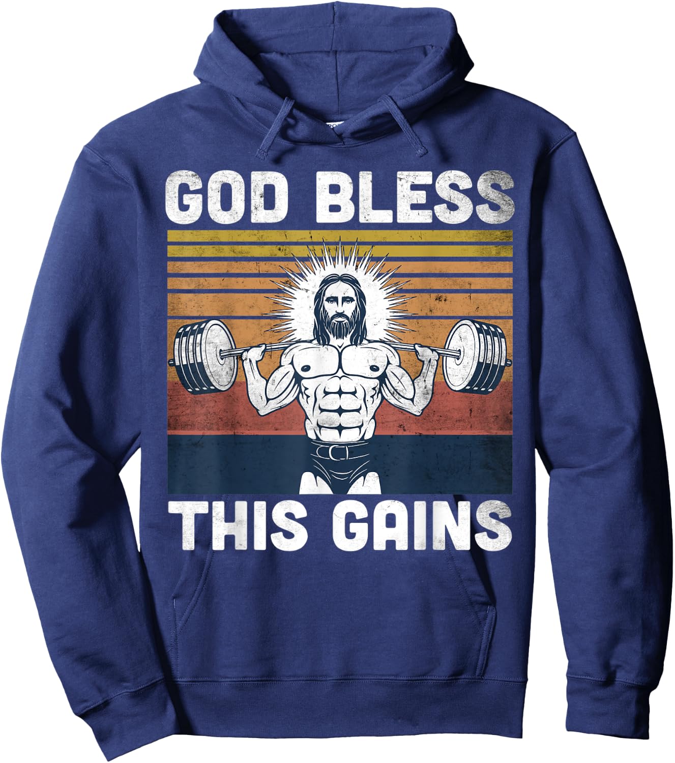 God Bless This Gains - Jesus Workout Strength Hoodie - Hoodie | Navy