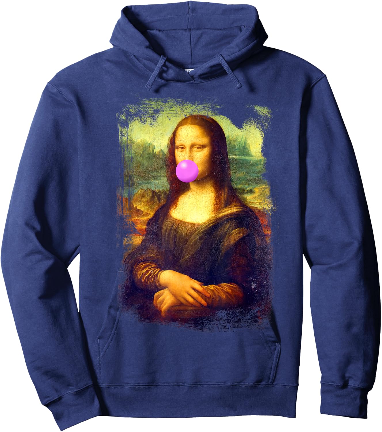 Mona Lisa blowing bubble gum Hoodie - Hoodie | Navy